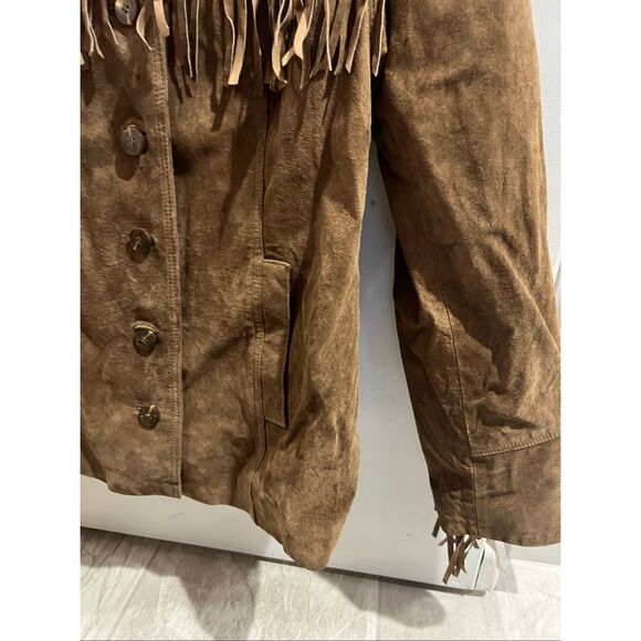 Esprit Brown Fringe Jacket Woman’s Size Small - Picture 2 of 9